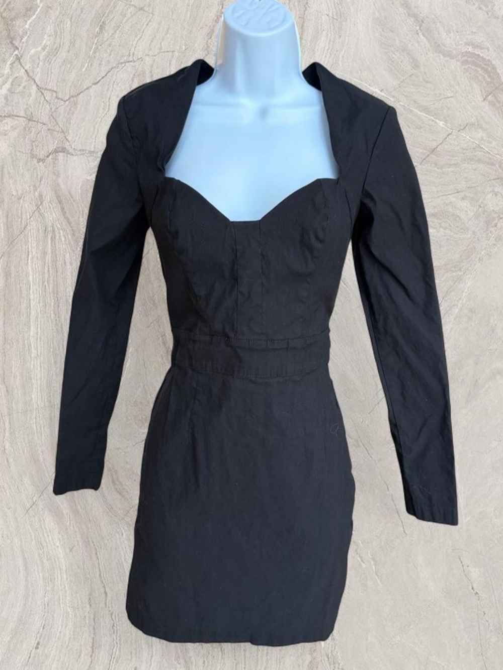 Anthropologie Black Corset Mini Dress 90s Minimalist Office Siren
